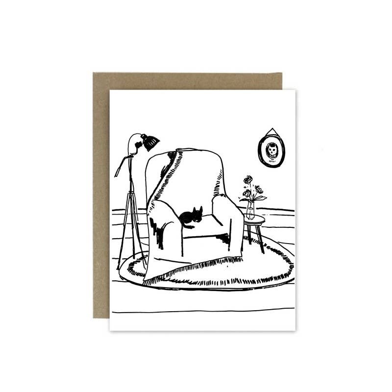 Chloe & Helen - Wholesale Everyday Greeting Card - Greeting Card --- B&W Cat at Home 2