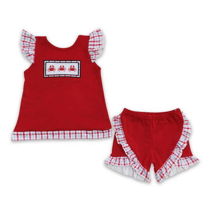 Yawoo Garments - Wholesale Clothing Set - Baby - Crab embroidery baby kids summer clothing