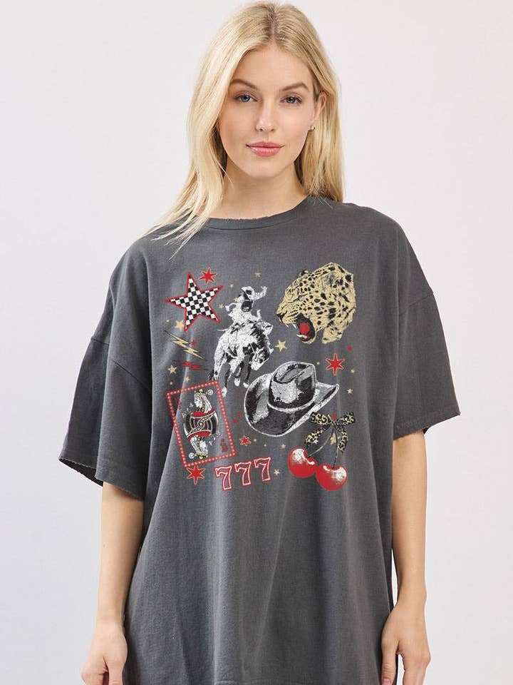 Zutter - Wholesale Screen Printed T-Shirt - Women's - Vintage Western Collage Graphic Oversized Seamless Box Tee0