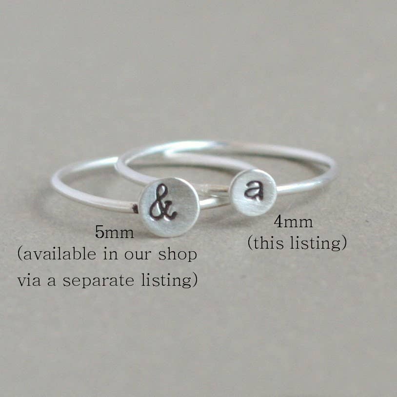 Meadowbelle - Wholesale Band/Stacked Ring - Personalized Silver Initial Stacking Ring, Mother's Gift4