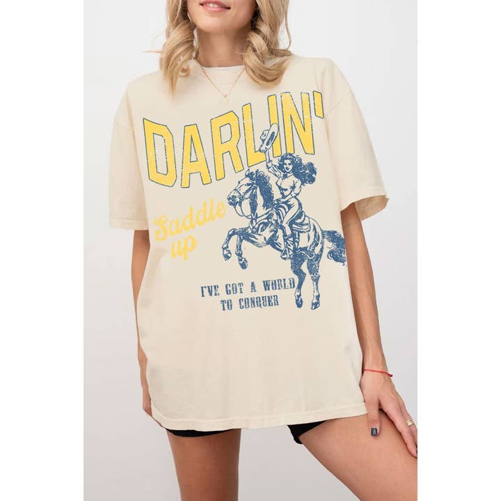HRTandLUV - Wholesale Screen Printed T-Shirt - Women's - DARLIN SADDLE UP MINERAL GRAPHIC TEE