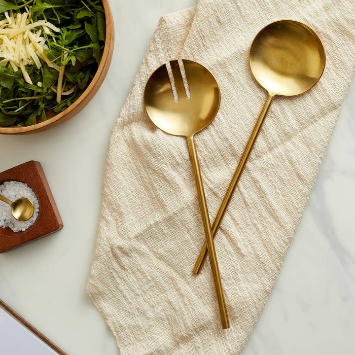 What a Host Home – wholesale Serving utensil – Reine Matte Gold Salad Server Set0