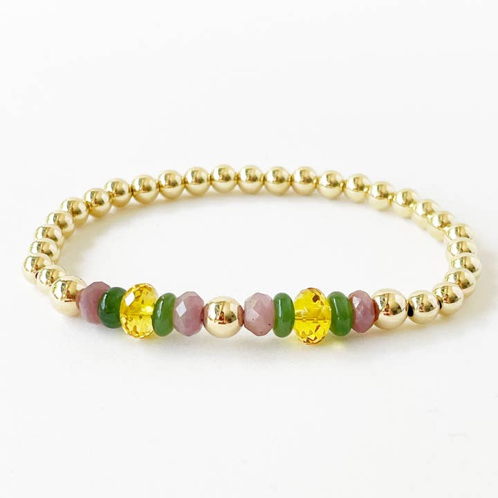 Attract Prosperity Citrine and Ruby Beaded Bracelet for wholesale by Marla Jade