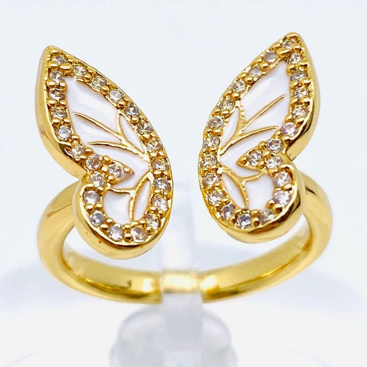 Anel Regulável Abertura Borboleta Dourada por atacado de Mio Queena