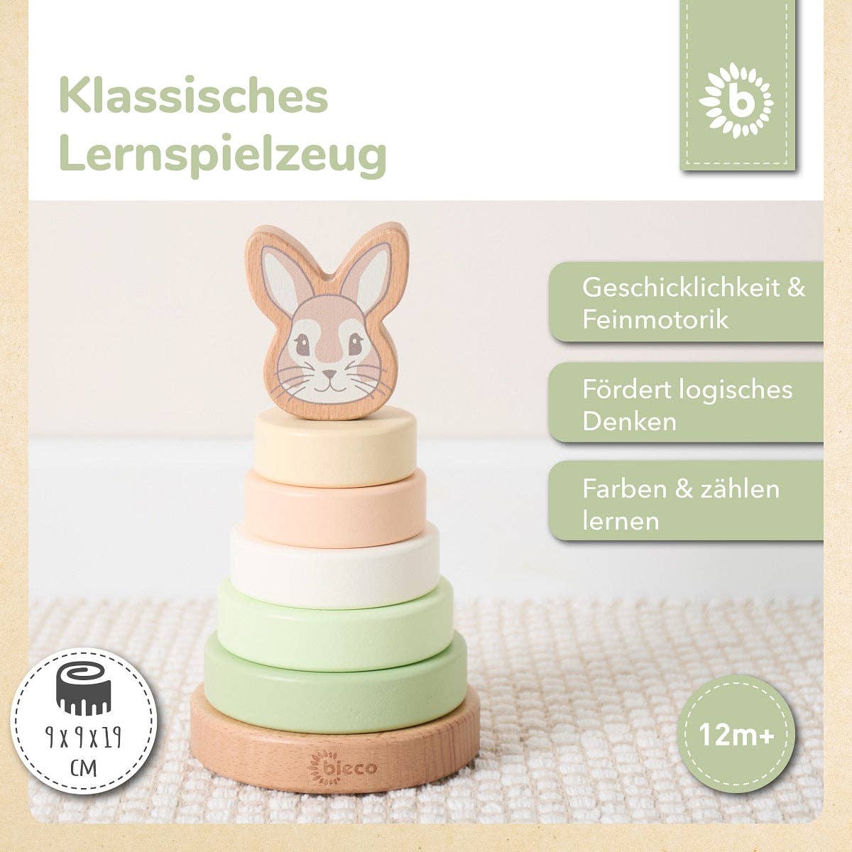 Bieco Spielwaren - Wholesale Wood Toy - Kids - STACKING TOWER RABBIT FINE FSC®5