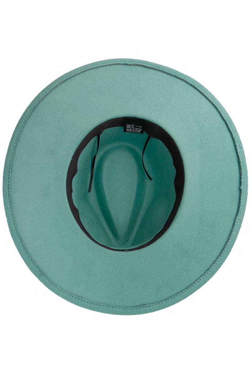 Cap Zone – Fedora - Mulher por atacado – Chapéu Rancher de Feltro com Aba Larga e Corrente Cubana Dourada em Couro Vegano7