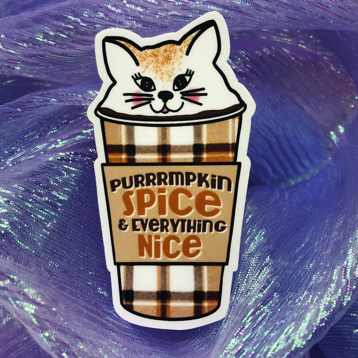 Pumpkin Spice Latte Sticker | Funny Cat Sticker | Halloween for wholesale by LacyPetsAndCompany