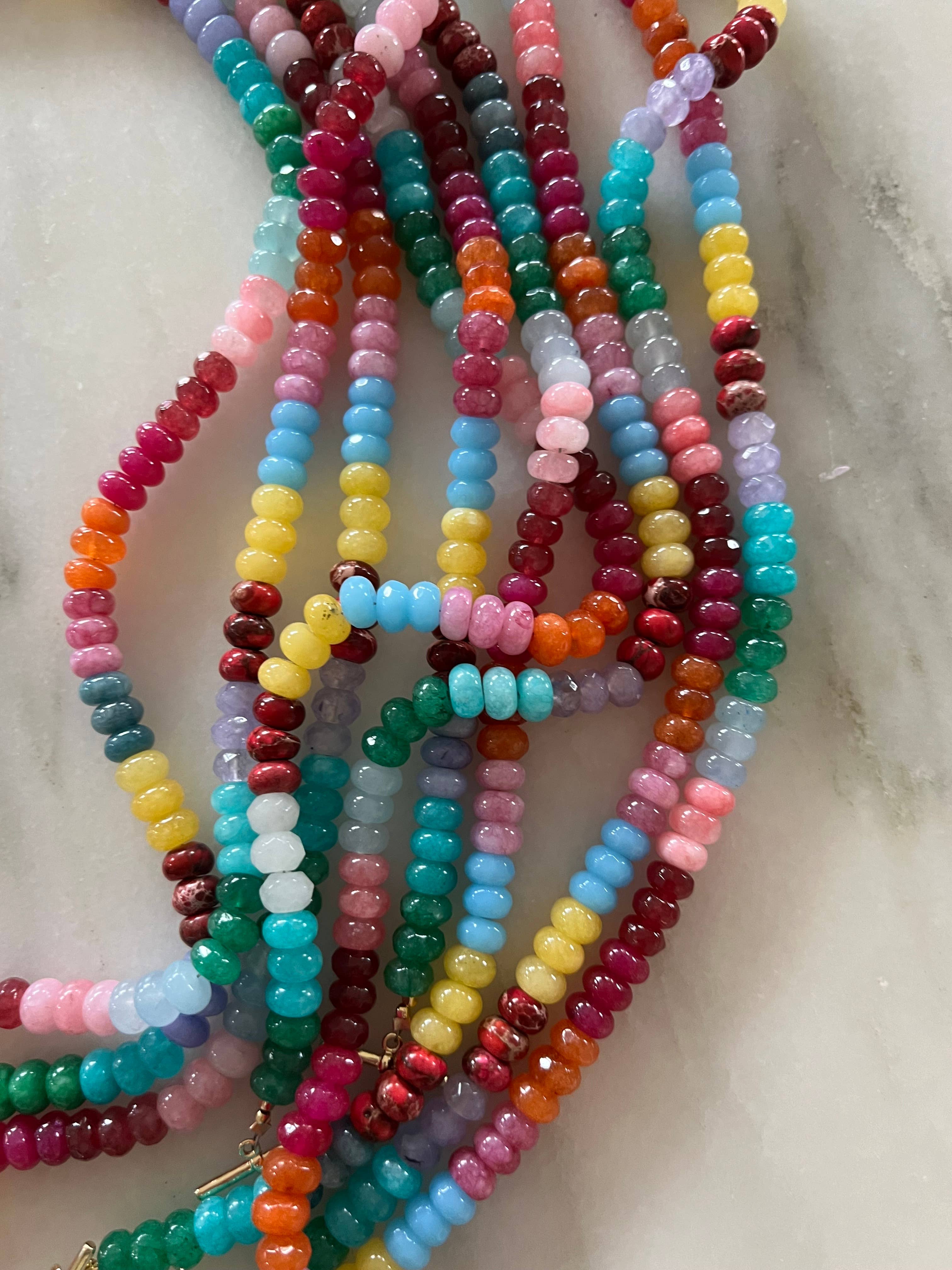 Sonya Renee Jewelry - Wholesale Beaded/Pearl Necklace - Candice Necklace - faceted and smooth gemstone roundels28