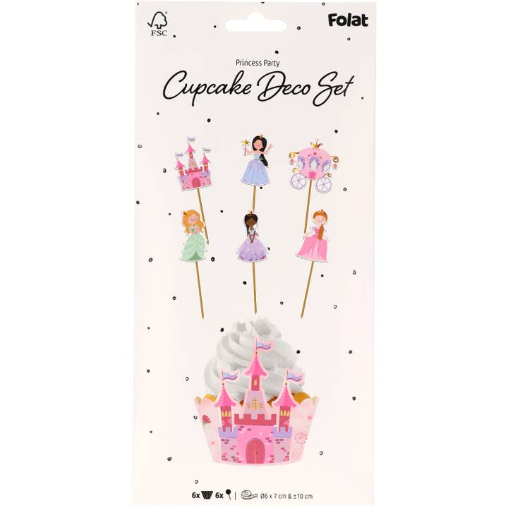 Folat BV - Wholesale Cake/Cupcake Topper - Cupcake Deco Set - Pretty Princess - 6 sets2
