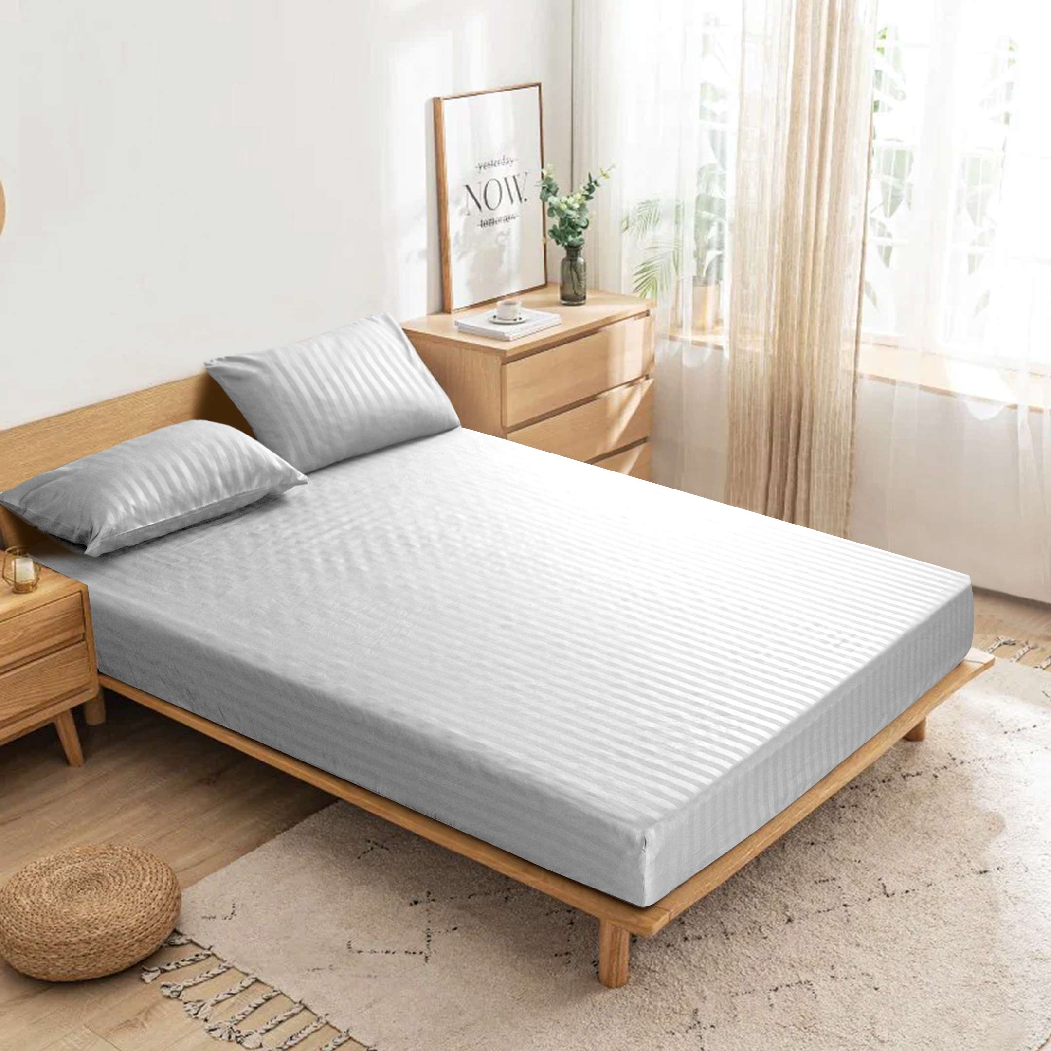 Cotton Passion - Wholesale Fitted Sheet - Satin Stripe Deep Pocket Fitted Sheets Deep Up to 25cm17