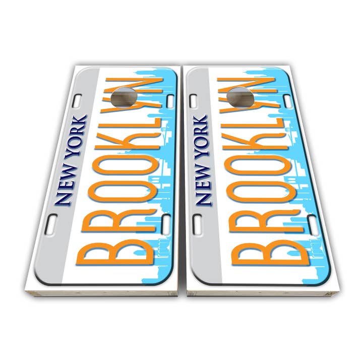 Personalisiertes Nummernschild Brooklyn New York Cornhole Wraps — Cornhole Wraps — Vinylfolie — Laminiertes Set für den Großhandel von Cornhole Stop, LLC