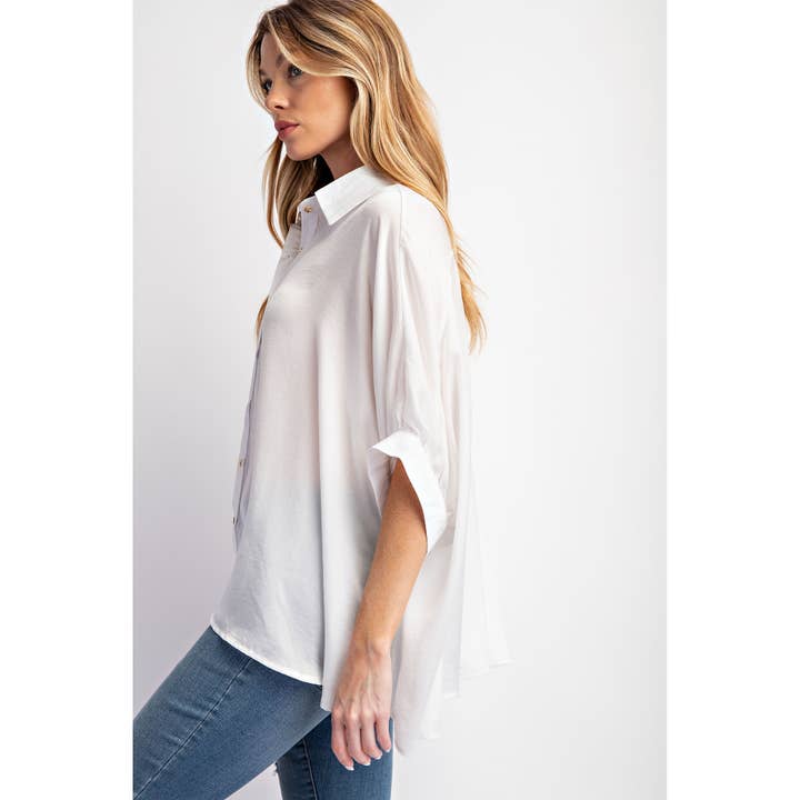 Sweet Generis - Wholesale Button Down Shirt - Women's - LIGHT SATIN SOLID BUTTON DOWN SHIRT7
