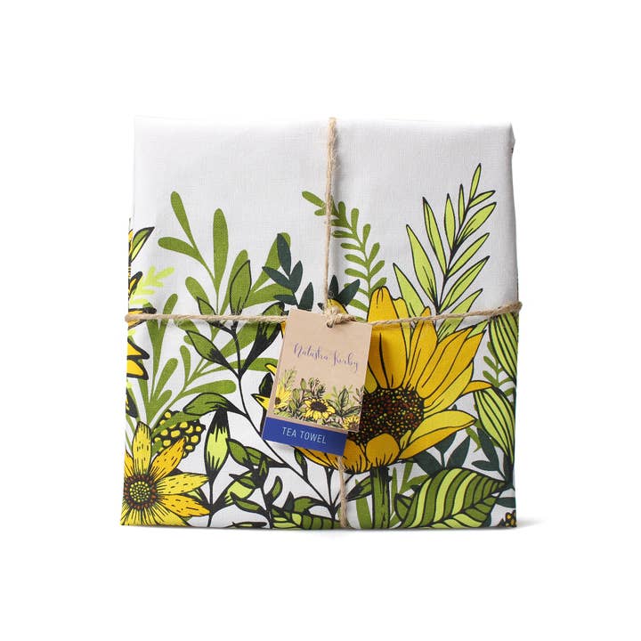 Half Moon Bay - Wholesale Tea Towel - Recycled Cotton Tea Towel Bag Sunflowers Bee Honey1
