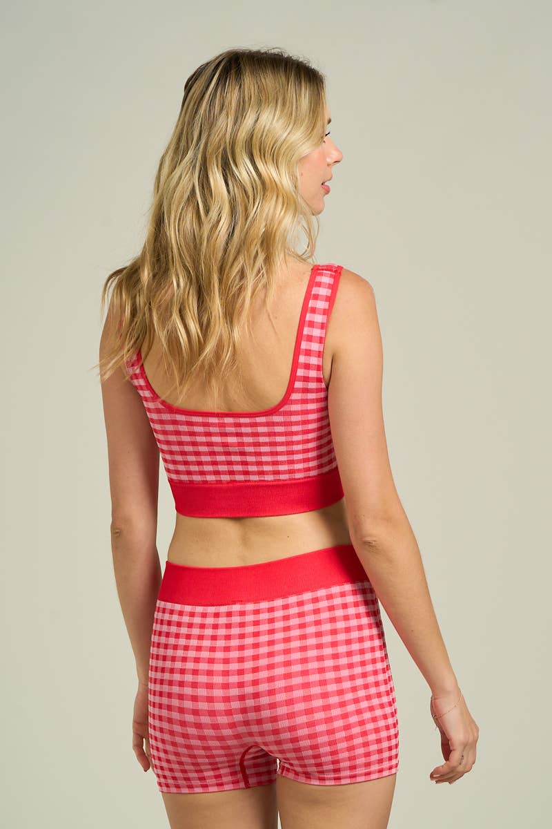 ANWND - Wholesale Lounge Set - Women's - 54984SET - GINGHAM TANK TOP & SHORTS SET3