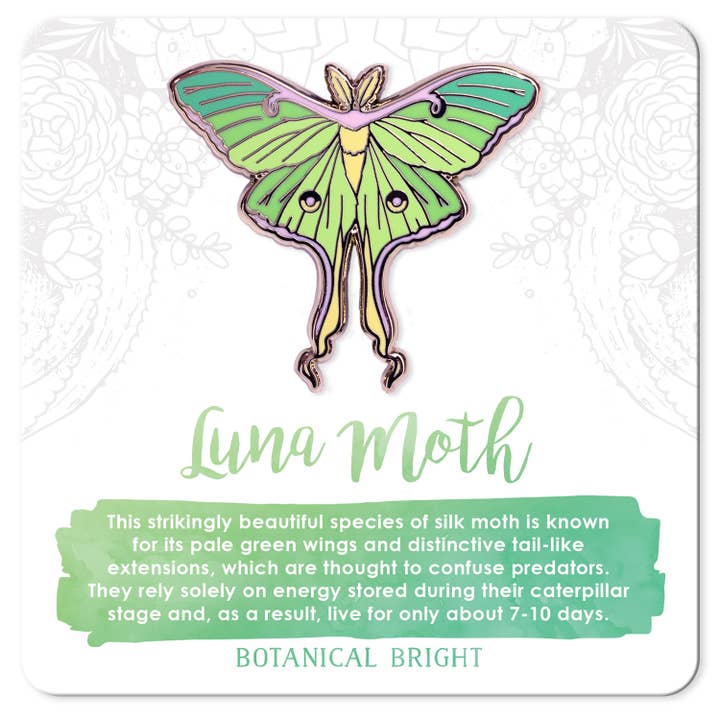 Botanical Bright - Wholesale Lapel Pin/Button - Luna Moth Enamel Pin