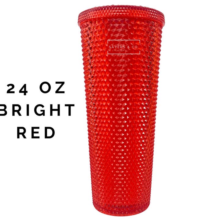 Sayers & Co. - Wholesale Insulated mug/tumbler - 24oz Bright Red Studded Double Walled Tumbler0