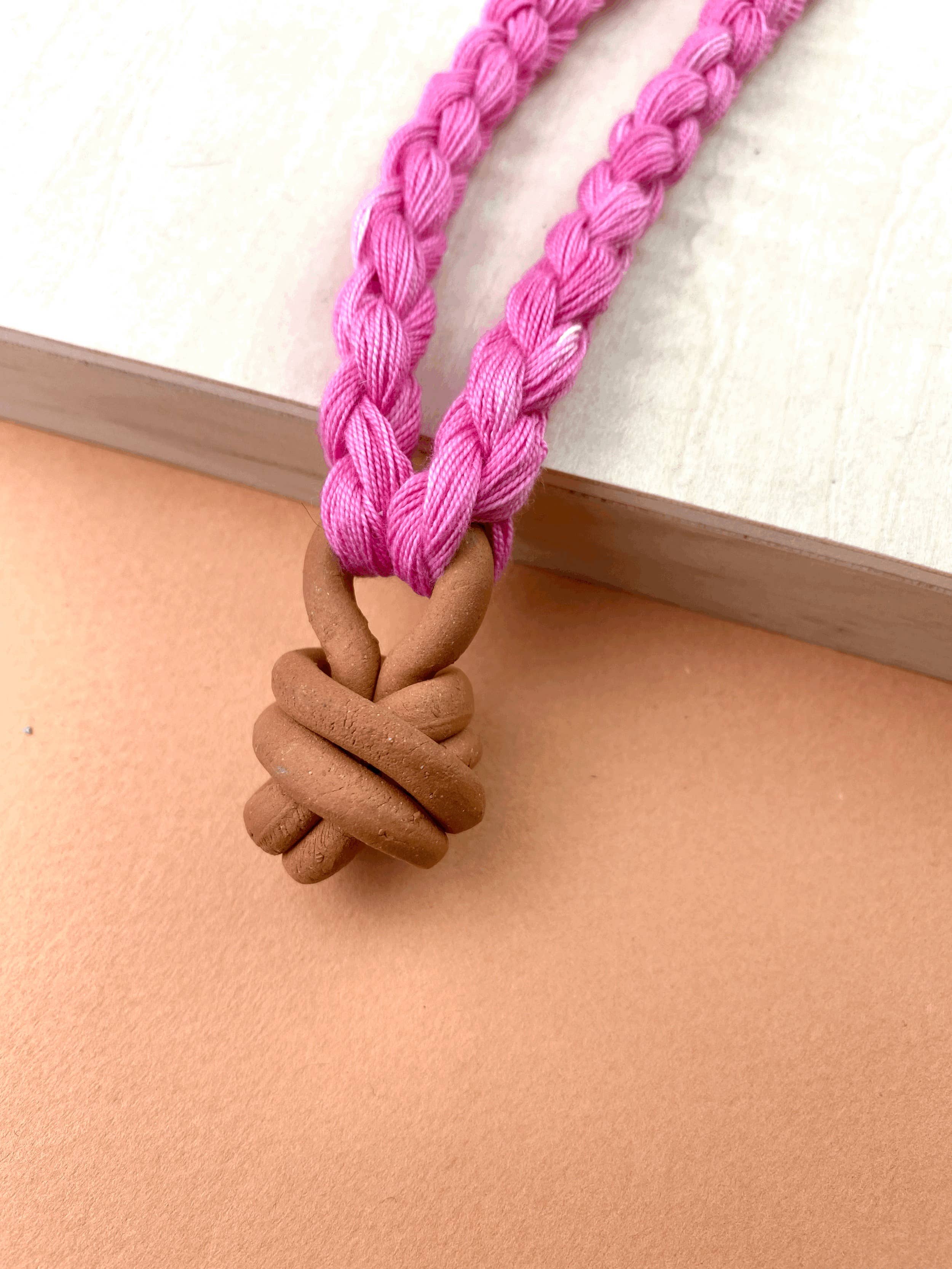Barrow PDX - Wholesale Woven Necklace - Mini Knot Necklace - Neon Pink3