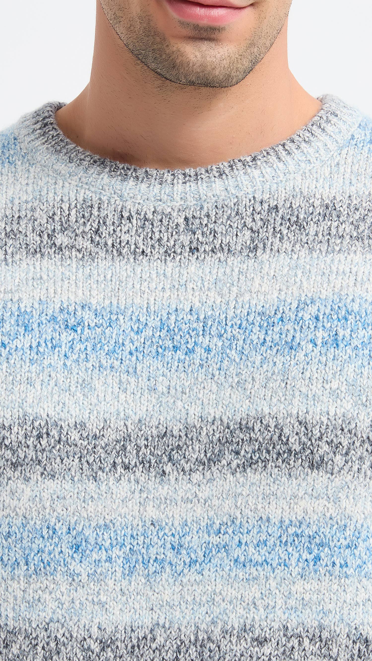 Yves Enzo - Vente Pull en maille – homme - Pull épais col rond dégradé - Bleu1