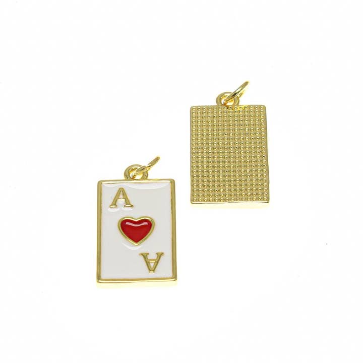 Jewel Pledge - Wholesale Individual Charm/Pendant - 18k Gold/Silver Ace of Hearts Casino Charm,CPG23452