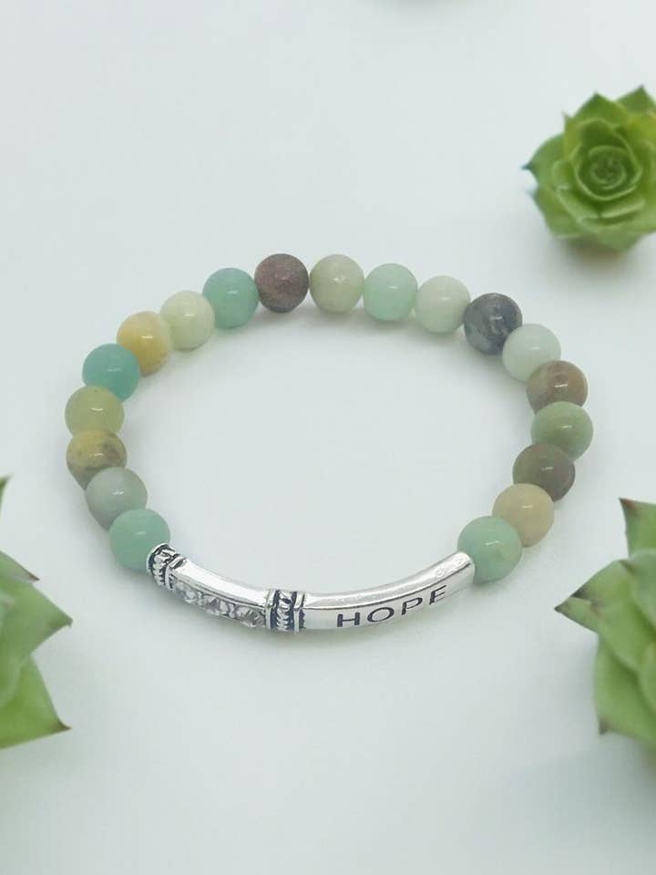 Pulseira Amazonite “Esperança” - B161 por atacado de Magnolia & Peach Jewelry Boutique, LLC