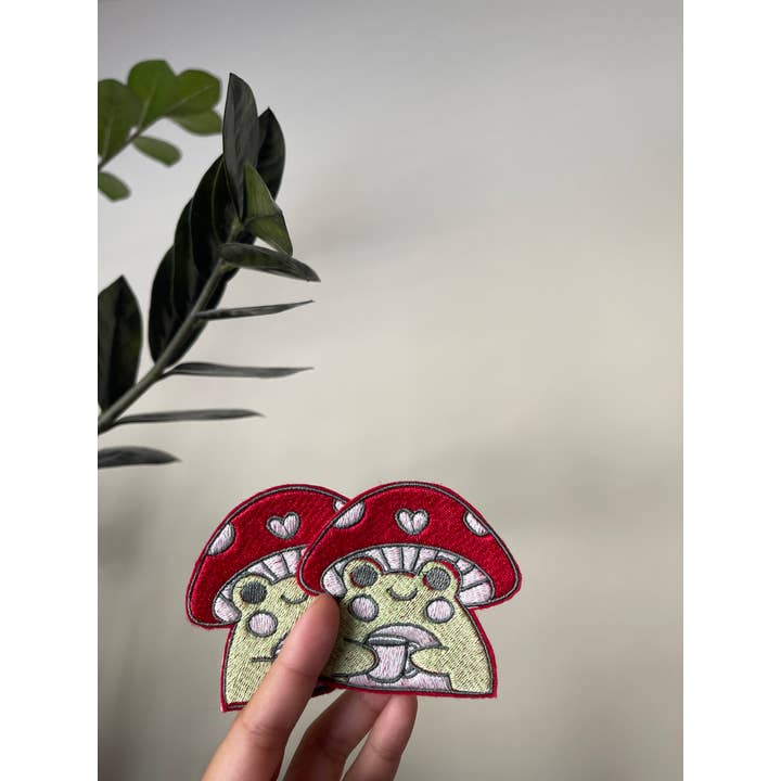 The Rach Co LLC - Wholesale Patch - Mushroom Frog Embroidered Iron On Patch