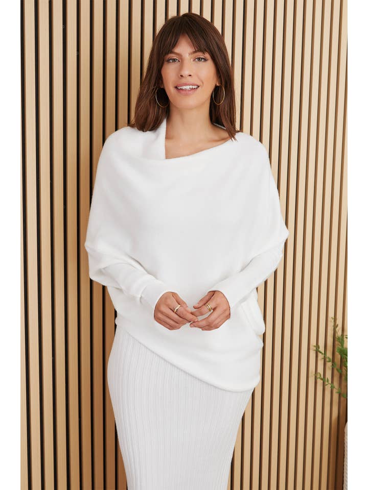 Koboltblå ASYMMETRISK TRÖJA (37709/330105-KOBOLTBLÅ) för wholesale på Faire