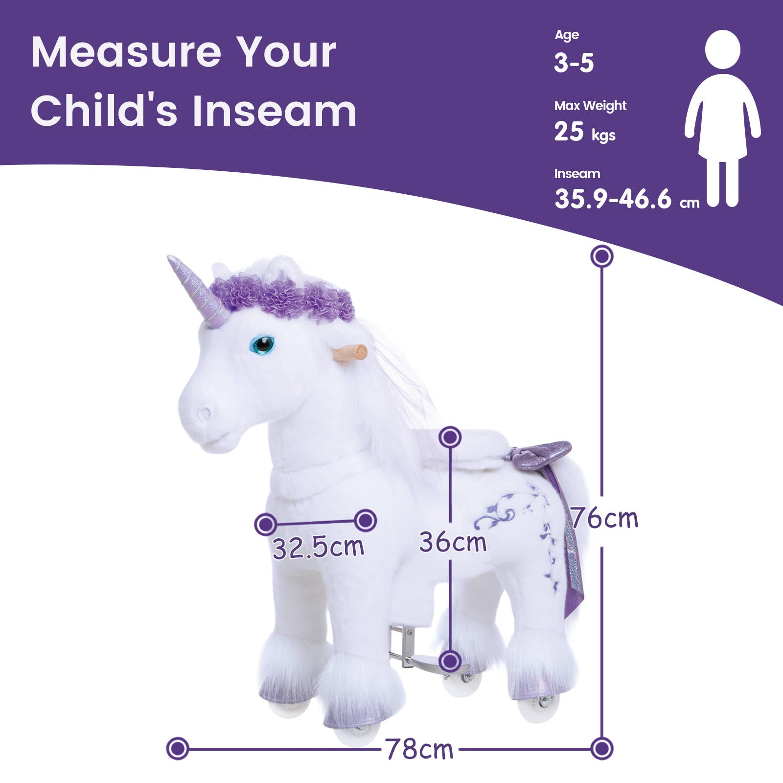 PonyCycle - Wholesale Stuffed/Plush Toy - Kids & Baby - PonyCycle Premium Ride-On Purple Unicorn | Plush Riding Toy7
