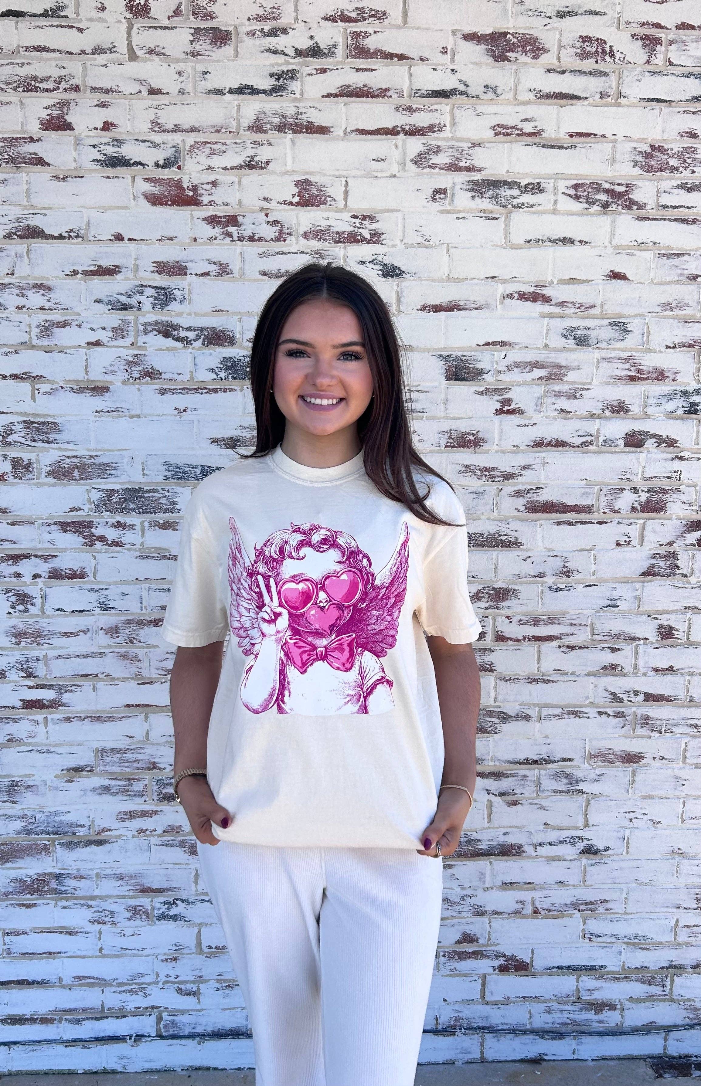 Cypress Slough Outfitters - Wholesale T-Shirt (Graphic) - Women's - Graphic T- Retro Cupid - Comfort Color DTF - Ivory Shirt1