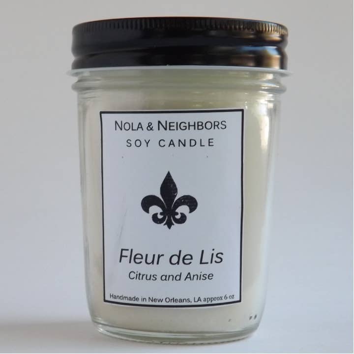 Fleur de Lis: A Fresh and Elegant Citrus Blend Soy Candle for wholesale by Nola and neighbors