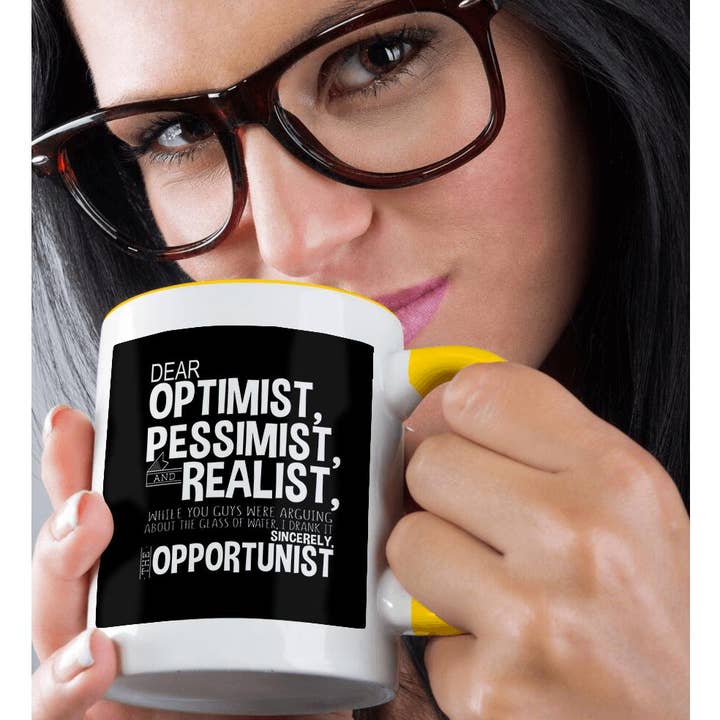 3dRose - Wholesale Coffee Mug - 3dRose, Dear Optimist, Pessimist, and Realist - Ironic Funny Quote, Mug1
