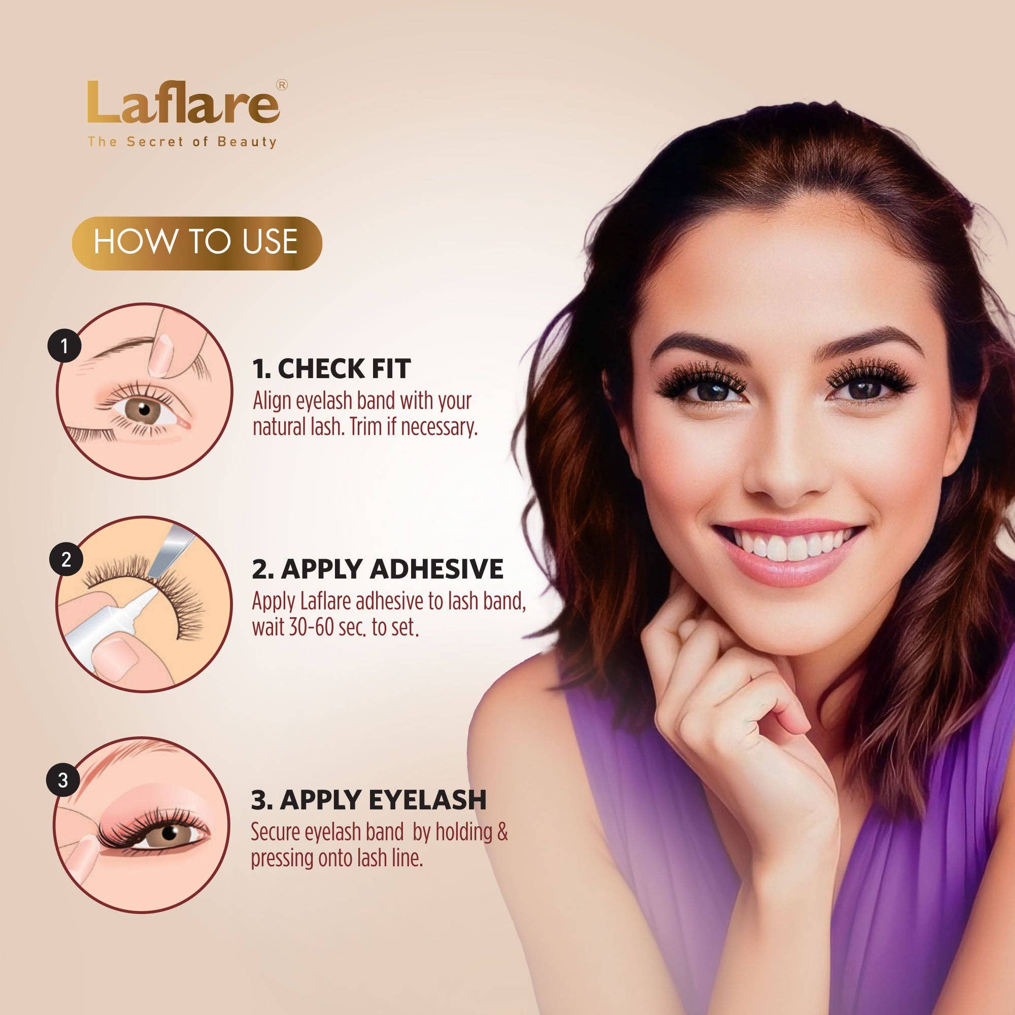 Laflare - Vente Faux cils - Cils 3D en fausse fourrure de vison bouclée en laine3