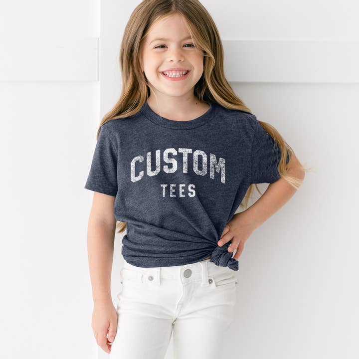 Custom Heather Youth Tees With Your Name Location Or Logo for wholesale by Peculiar People Designs
