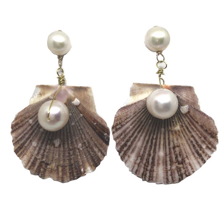 Scallop pearl drops for wholesale by Meg Carter Designs