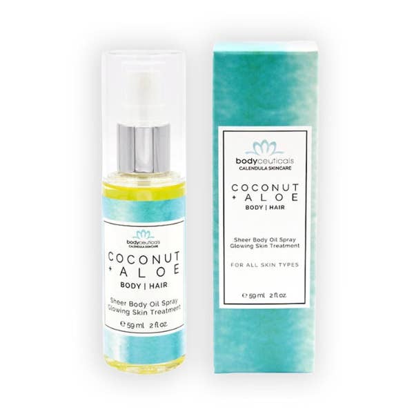 Body Ceuticals Coconut Aloe Moisturizing Body Hair Oil 2 oz for wholesale by AlchePharma Naturals