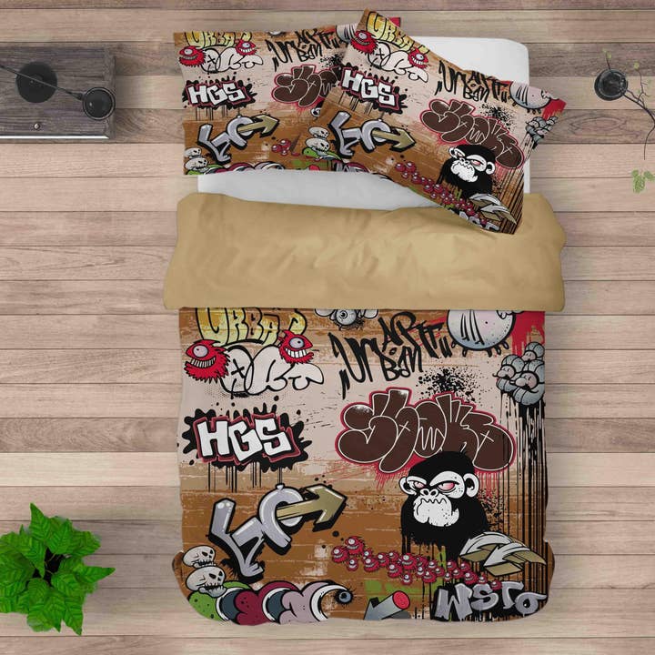 3D Dark Graffiti Gorilla Quilt Cover Set Bedding Set Duvet Cover Pillowcases SF078 for wholesale by Jess Art Decoration