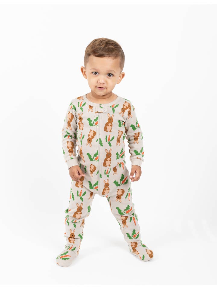 Leveret Pajamas - Vendita all'ingrosso Pigiamino - Neonati - Coniglietti pigiama con piedi per bambini per la primavera