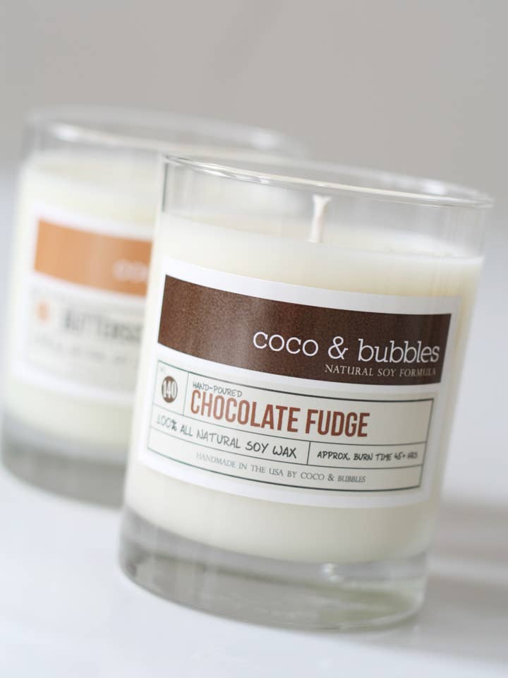 Chocolate Fudge Scented Glass Tumbler for wholesale by Coco & Bubbles