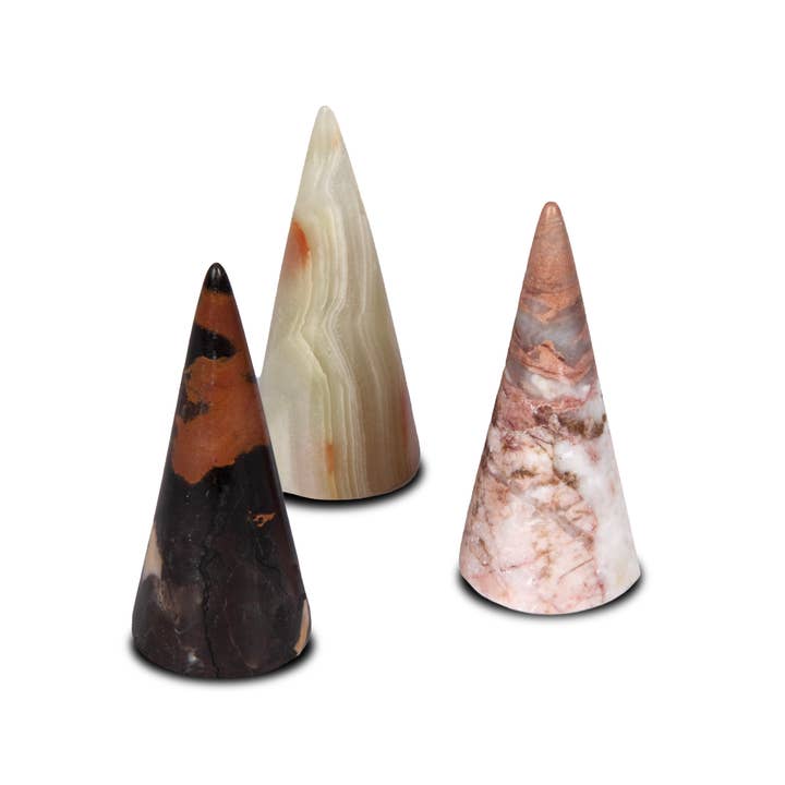 British Fossils - Wholesale Jewelry Stand & Display - 2.75” Marble Cone Ring Holders2