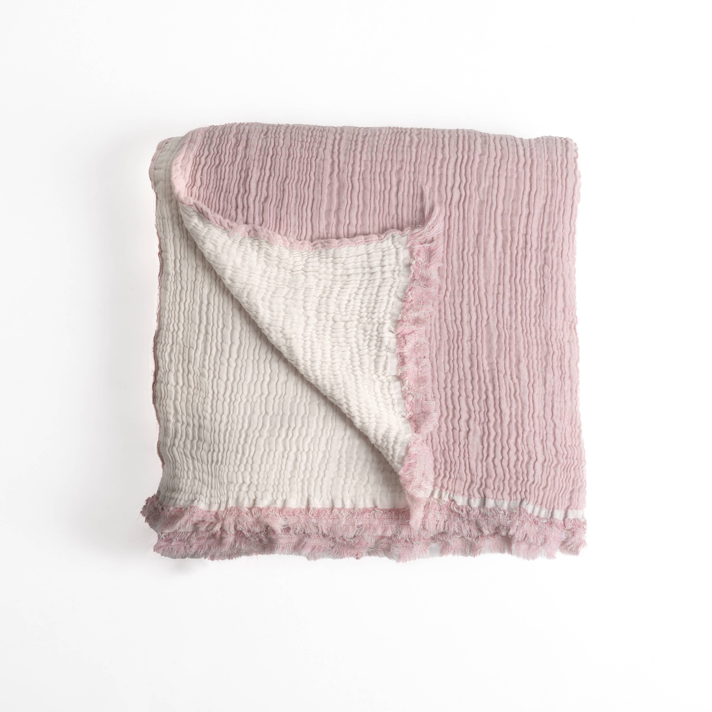 Vivamaison - Vente Plaids - Couvre-lit en mousseline frangé 100 % coton doux, 4 couches premium105