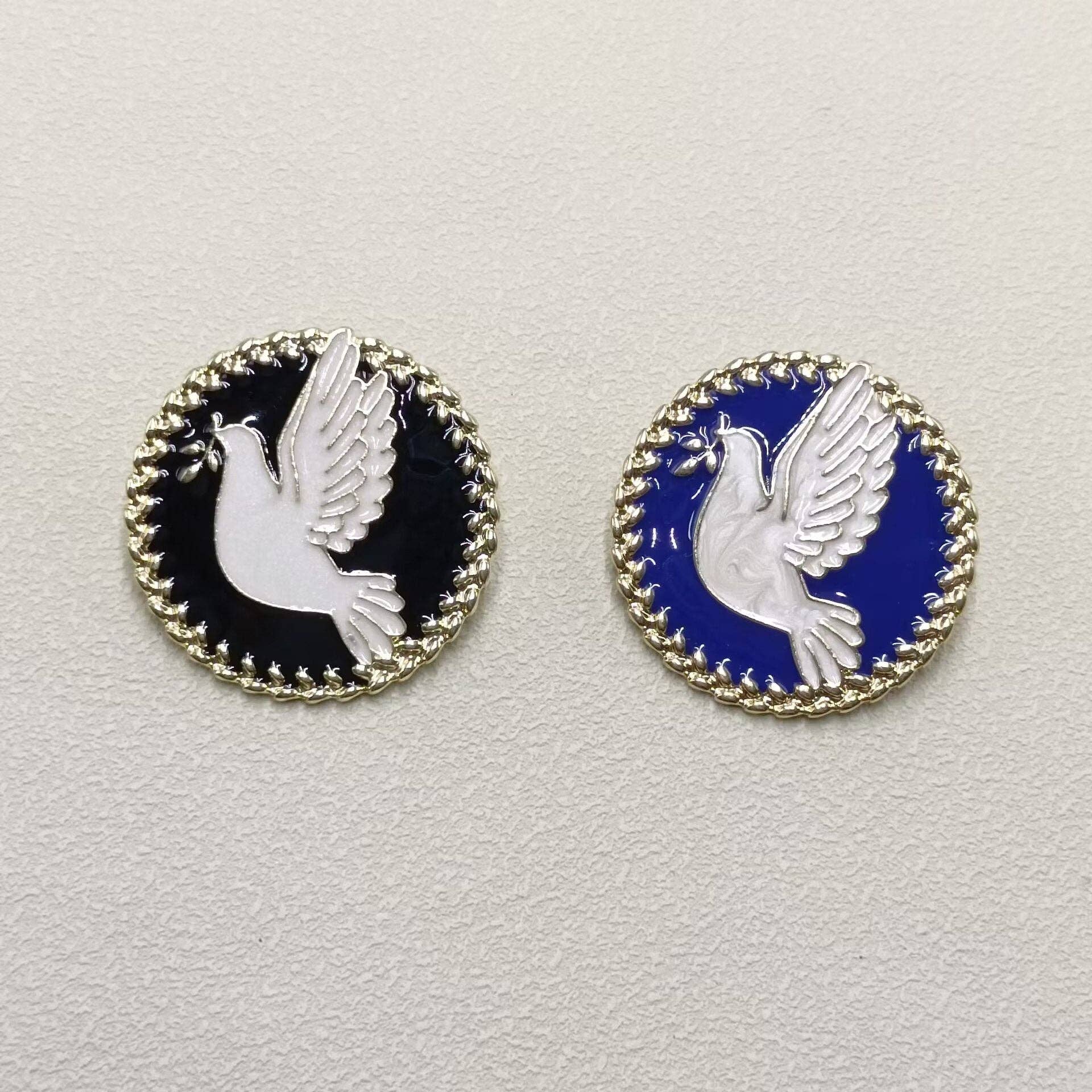 Mio Queena - Vendita all'ingrosso Spille - Spilla Rotonda Colomba della Pace in Smalto2