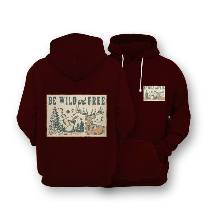 Hållbar hoodie - Be Wild & Free för wholesale av One Choice Apparel