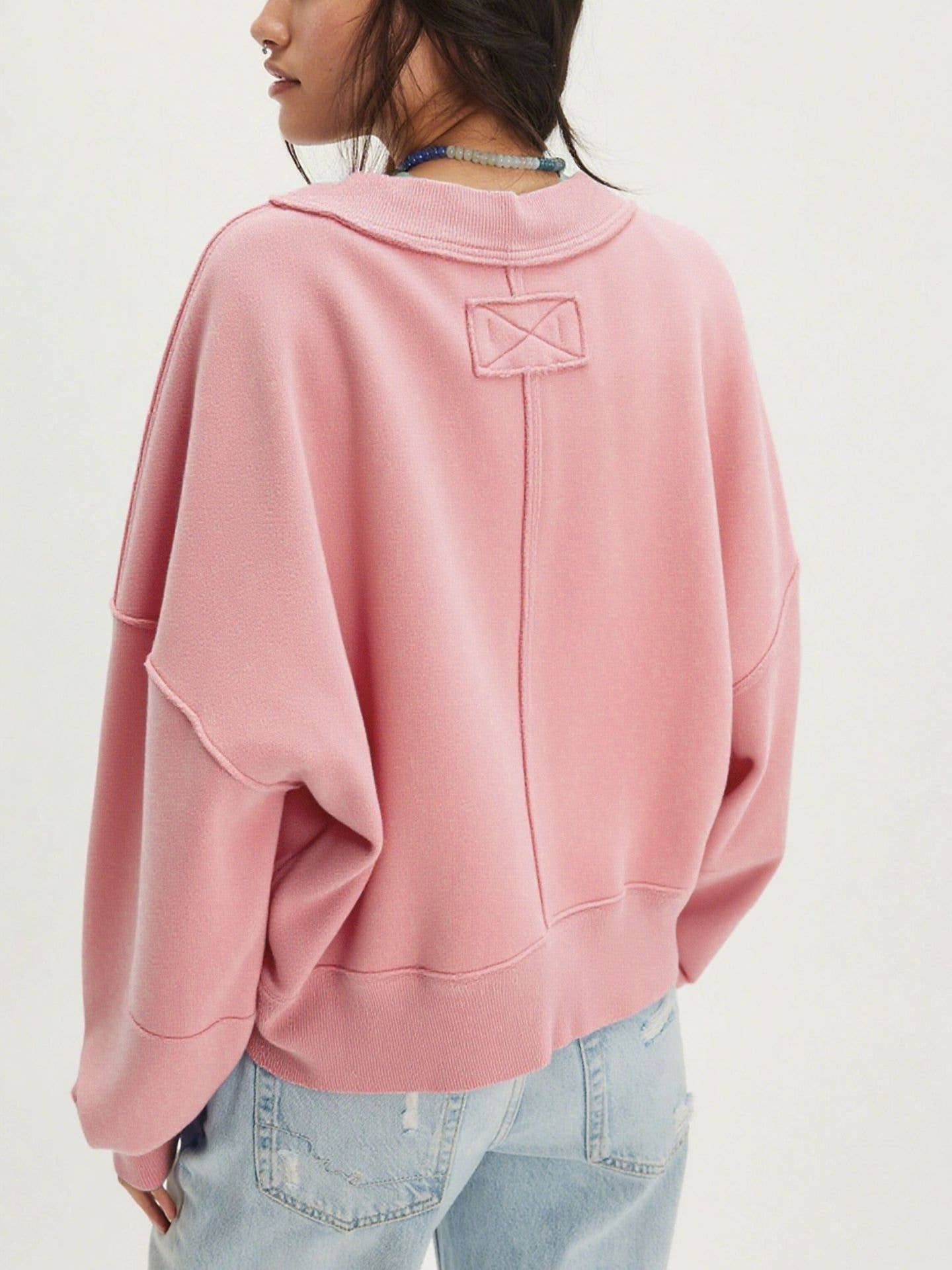 Rosa Clothing - Wholesale Sweatshirt - Women's - Exposed Seams Crewneck Cropped Sweatshirt6