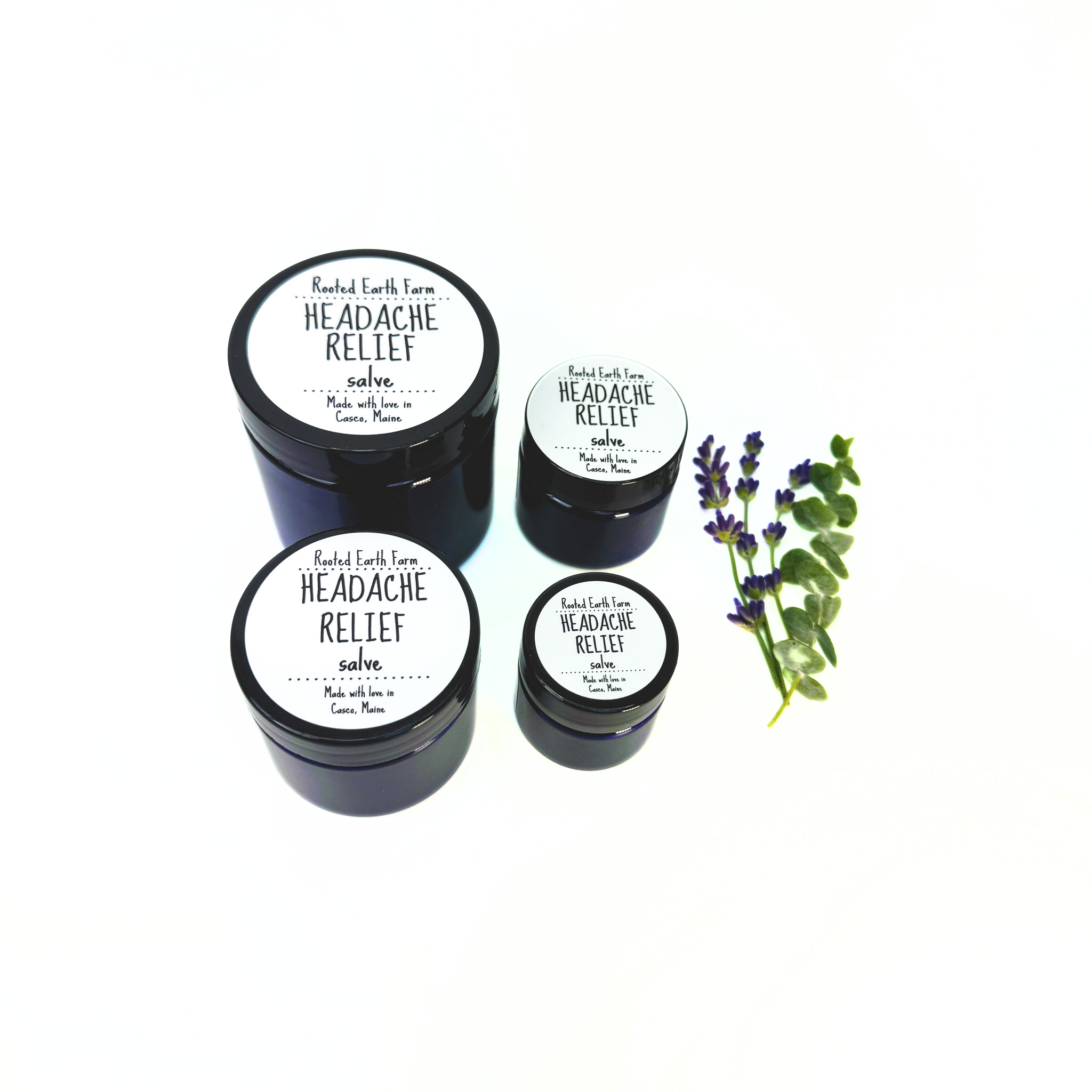 Rooted Earth Farm + Apothecary - Wholesale Healing Salve/Balm/Cream - Headache Relief Salve - 4 Size Options4