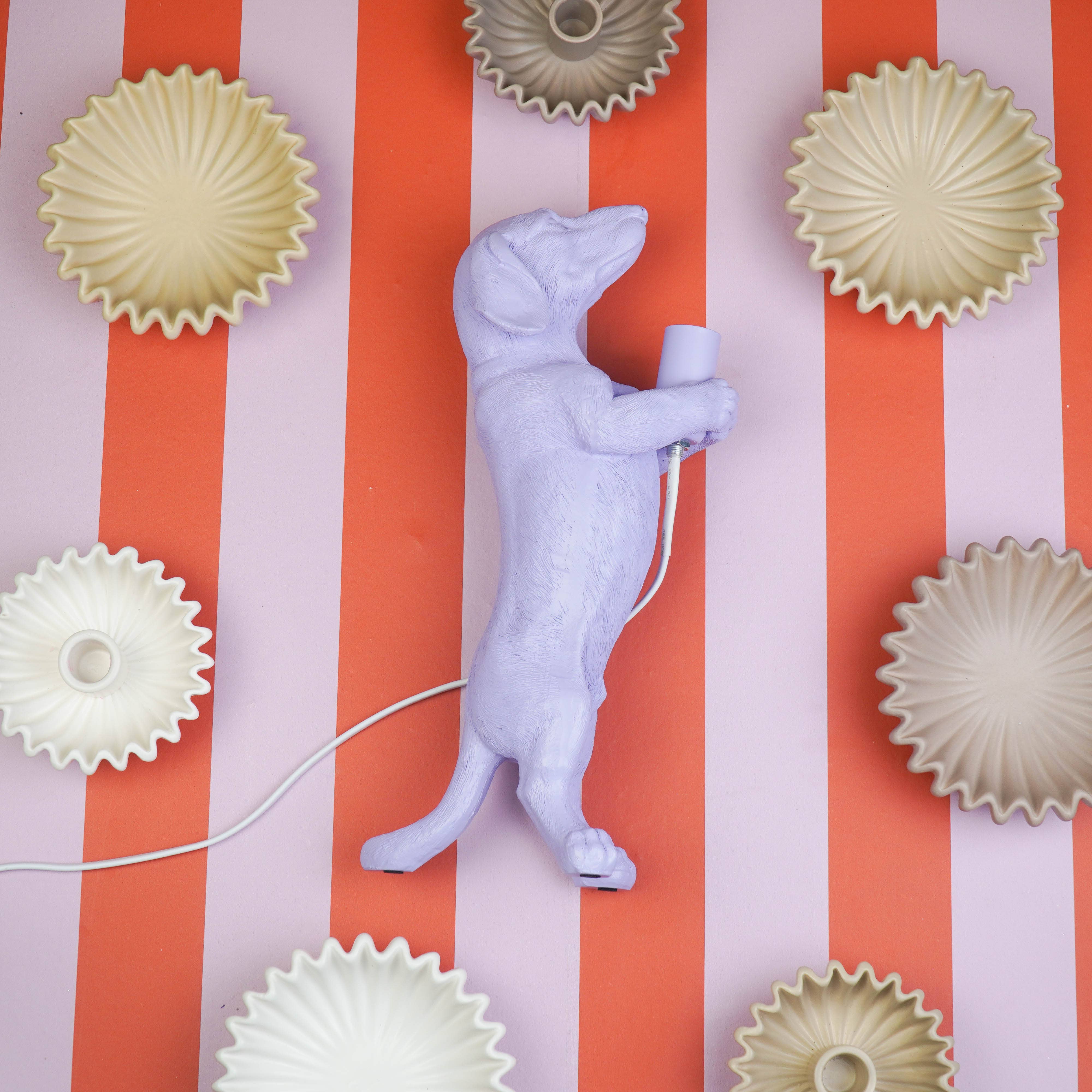 Housevitamin bv - Wholesale Figurine Lamp - Table Lamp - Dachshund - Polyresin - E14 - Lilac- 10x15x38cm6