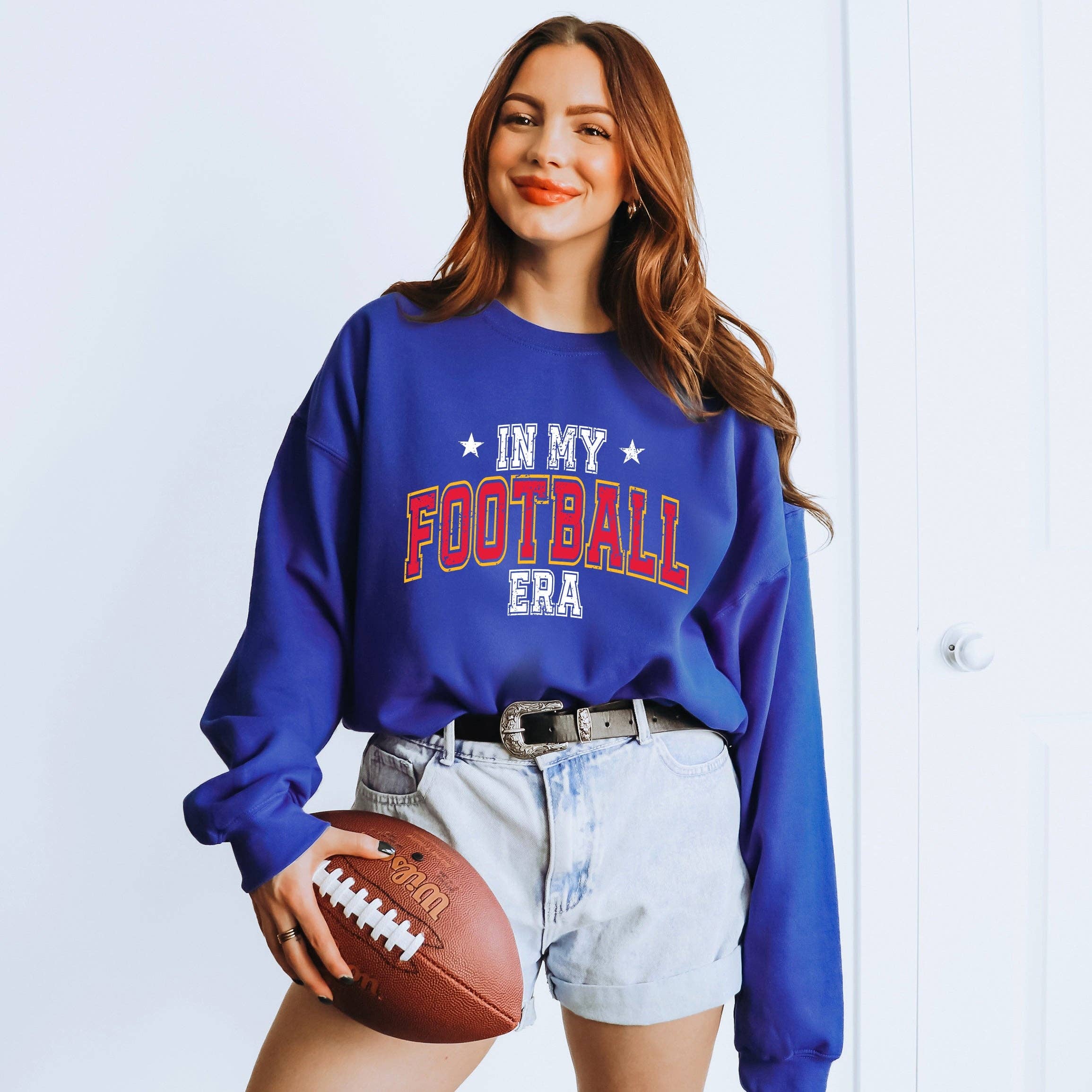Olive And Ivory Wholesale - Wholesale Graphic Sweatshirt - Women's - In My Football Era - Red | Sweatshirt4