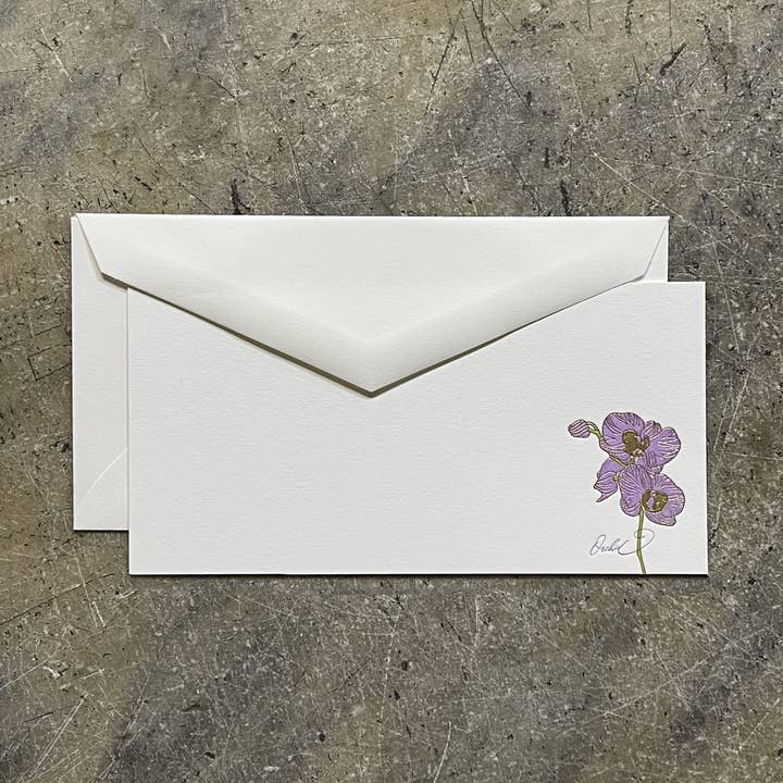 Notecard / Floral - Orchid for wholesale by Somersault Letterpress