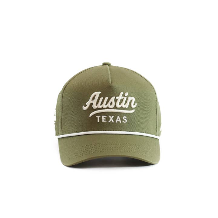 Green Austin Texas Script Rope Hat for wholesale by Tailspin Supply Co.