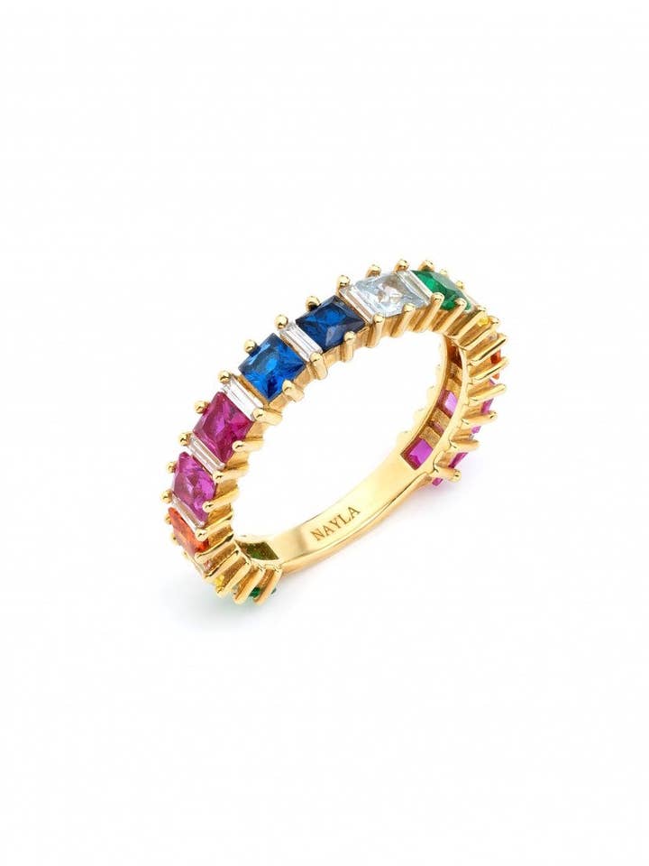 Evighet Zirkon Rainbow Baguette Ring för wholesale av Nayla Jewelry