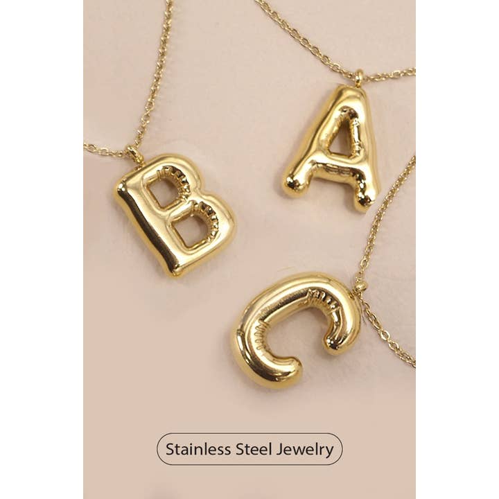 JOSSLYN by wall to wall - Wholesale Pendant/Charm Necklace - 18K STAINLESS STEEL TARNISH FREE INITIAL NECKLACE | 80N650