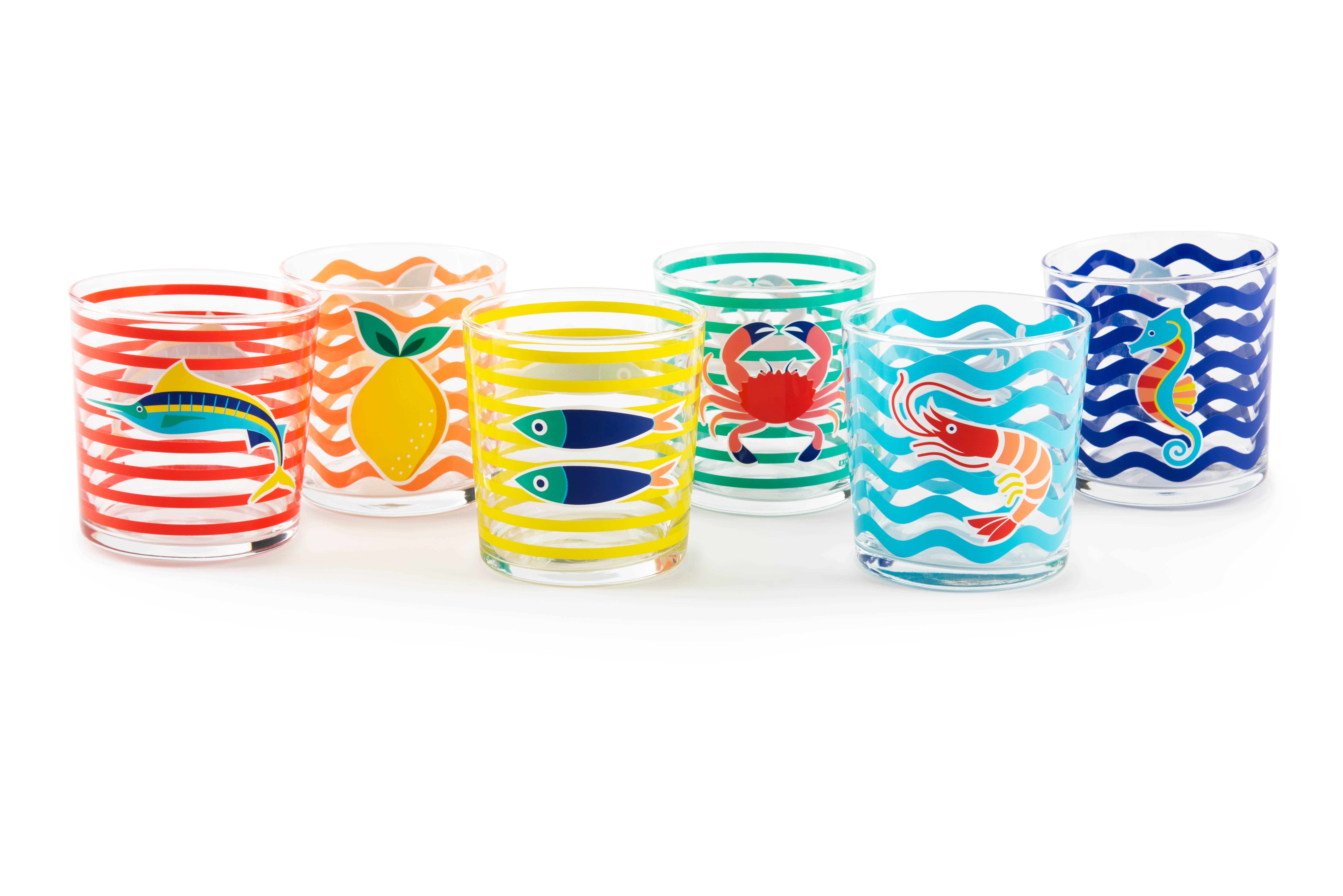 multicolour Set of 6 Corfù Glasses CL 35 for wholesale on Faire1